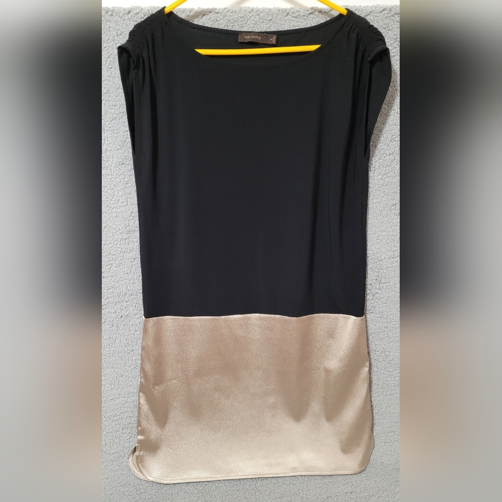 The Limited Black & Gold Shirt Dress Medium